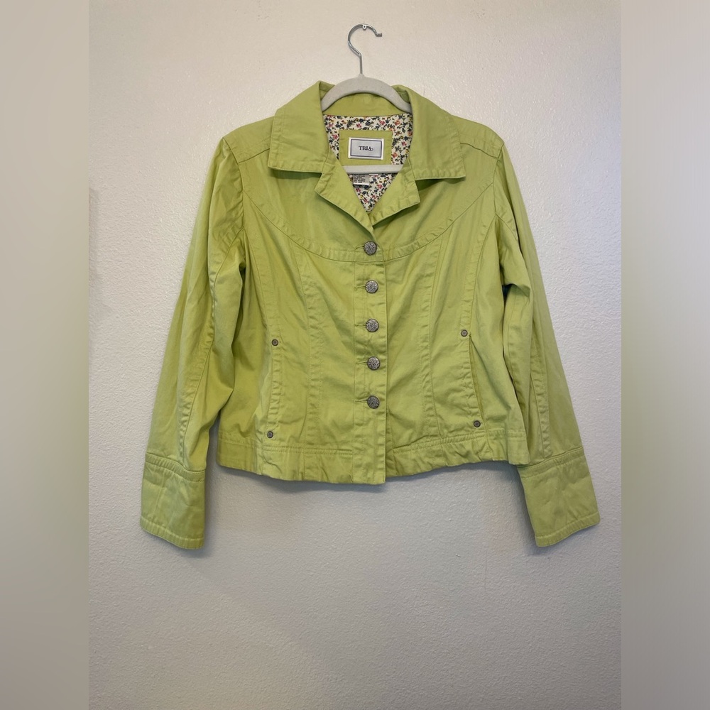 Vintage Tria Y2K Women's Light Green Cotton Jacket Size M